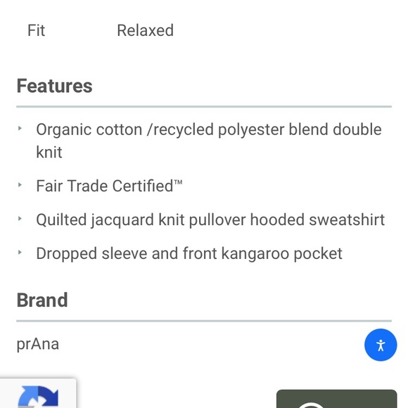 Prana Quilted Sweatshirt Size Medium - Picture 6 of 8